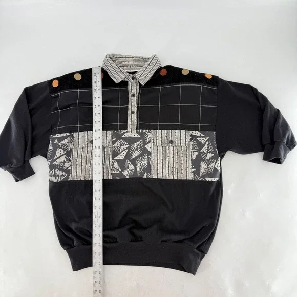 Bonnie II by Holly Black Geometric Button Up‎ Long Sleeve Sweatshirt Women's S - Picture 8 of 9